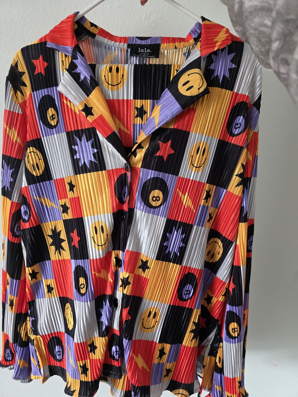 Lala Multicolor Smiley & Star Printed Pleated Set